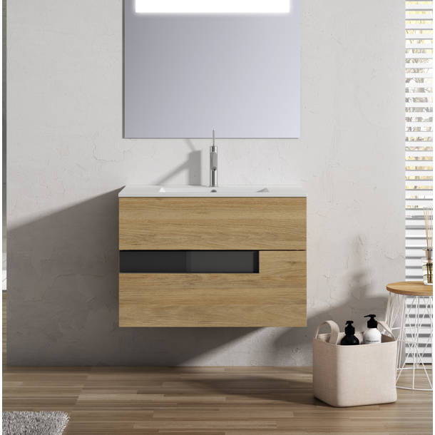 Orren Ellis Zak 32'' Wall Mounted Single Bathroom Vanity with Ceramic